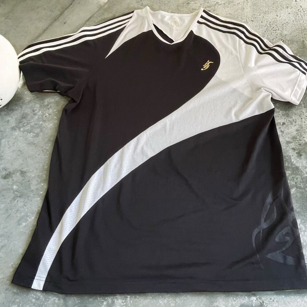 Adidas Climalite David Beckham Mens Activewear Black White Shirt Size XL Soccer